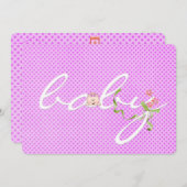 Pink Polka Dot Baby Dusche Einladung (Vorne/Hinten)