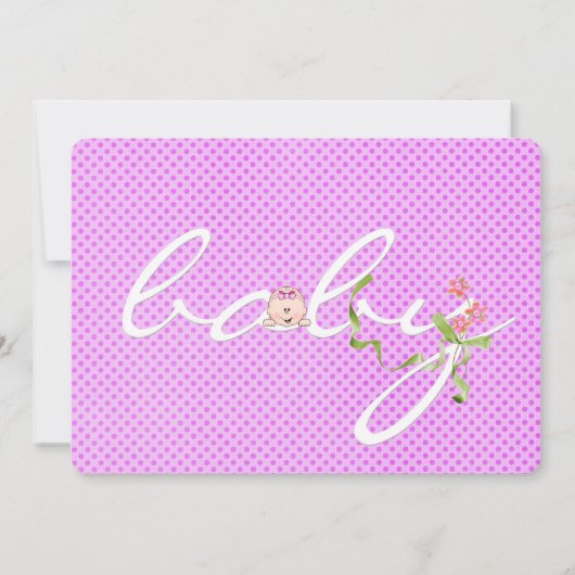 Pink Polka Dot Baby Dusche Einladung (Vorderseite)