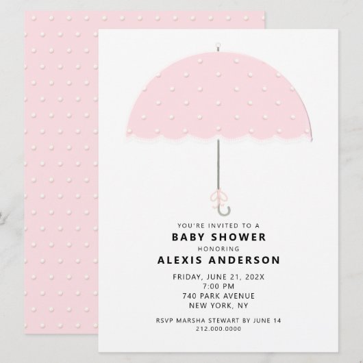 Pink Polka Dot Baby Dusche Einladung (Vorne/Hinten)