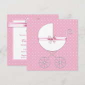Pink Polka Dot Baby Dusche Einladung (Vorne/Hinten)