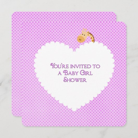 Pink Polka Dot Baby Dusche Einladung (Vorne/Hinten)