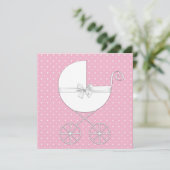 Pink Polka Dot Baby Dusche Einladungen (Stehend Vorderseite)