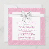 Pink Polka Dot Baby Dusche Einladungen (Rückseite)