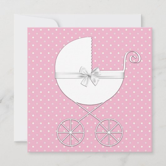 Pink Polka Dot Baby Dusche Einladungen (Vorderseite)