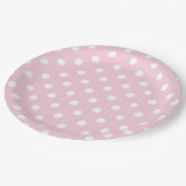 Pink Polka Dot Baby Girl Babydusche Pappteller (Schrägansicht)