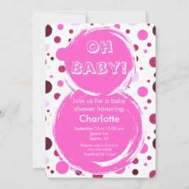 Pink polka dot Baby Shower Invitation Einladung