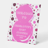 Pink polka dot Baby Shower Invitation Sockelschild (Vorderseite)