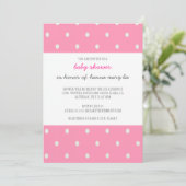 Pink Polka Dot Babydusche Einladung (Stehend Vorderseite)