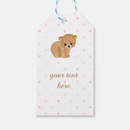 Pink Polka Dot Bear Cub Gift Tags Geschenkanhänger
