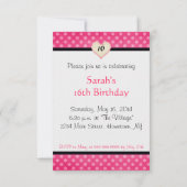 Pink Polka Dot Benutzerdefiniertes Einladungs-Temp Einladung (Rückseite)