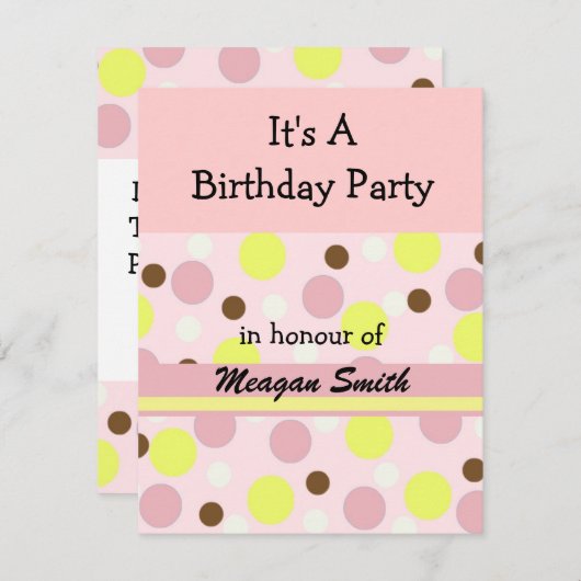 Pink Polka Dot Birthday Einladung (Vorne/Hinten)