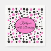 Pink Polka Dot Birthday Serviette (Vorderseite)