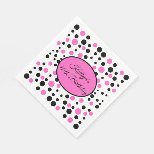 Pink Polka Dot Birthday Serviette (Ecke)