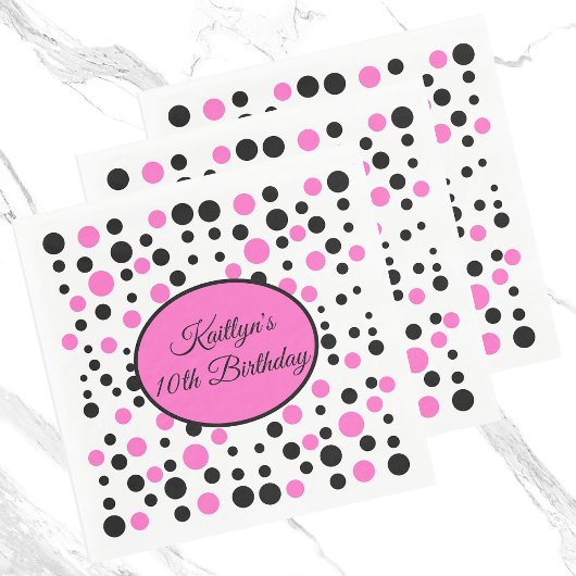 Pink Polka Dot Birthday Serviette