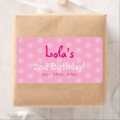 Pink Polka Dot Birthday Water Flasche Labels (Insitu)