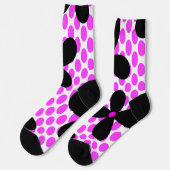 Pink Polka Dot Black Retro Blume Crazy Socken (Linkes Detail)