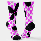 Pink Polka Dot Black Retro Blume Crazy Socken (Gewinkelt)