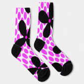 Pink Polka Dot Black Retro Blume Crazy Socken (Rechts)