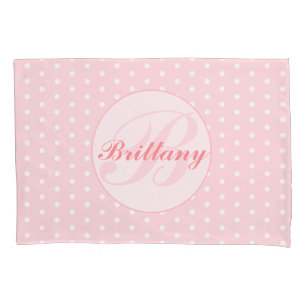 Pink Polka Dot Blume Mit Monogramm Kissen Fall Kissenbezug