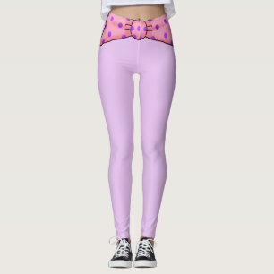 Pink Polka Dot Bow Leggings