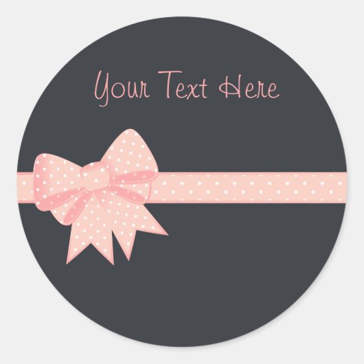 Pink Polka Dot Bow Sitckers Runder Aufkleber (Vorderseite)