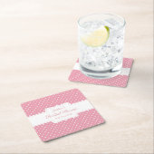 Pink Polka Dot "Brautparty" Personalisiert Rechteckiger Pappuntersetzer (Vor Ort)