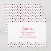 Pink polka dot bridesmaid vorschlag einladungspostkarte (Vorne/Hinten)