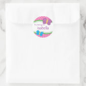 Pink Polka Dot Butterfly Zurück zu Schulklappen Runder Aufkleber (Tasche)