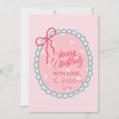 Pink Polka Dot Christmas Feiertagskarte (Vorderseite)