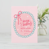 Pink Polka Dot Christmas Feiertagskarte (Stehend Vorderseite)