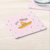 Pink Polka Dot Cinco de Mayo Let's Fiesta Rechteckiger Pappuntersetzer (angewinkelt)