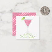 Pink Polka Dot Cocktail Geschenkkarten Mitteilungskarte (Vorderseite/Rückseite Beispiel)