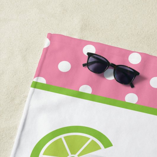 Pink Polka Dot Cocktail Personalisiert Strand Hand Strandtuch (Beispiel)