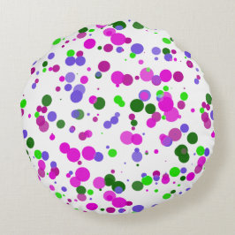 Pink Polka Dot Confetti Rundes Kissen