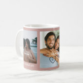 Pink Polka Dot Couple Photo Pink Love Hearts Mug Kaffeetasse (Vorderseite Links)