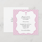 Pink Polka Dot Cross Religiöse Einladung (Vorne/Hinten)