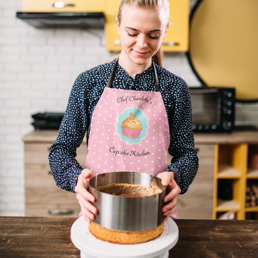 Pink Polka Dot Cupcake Küche Personalisiert Schürze