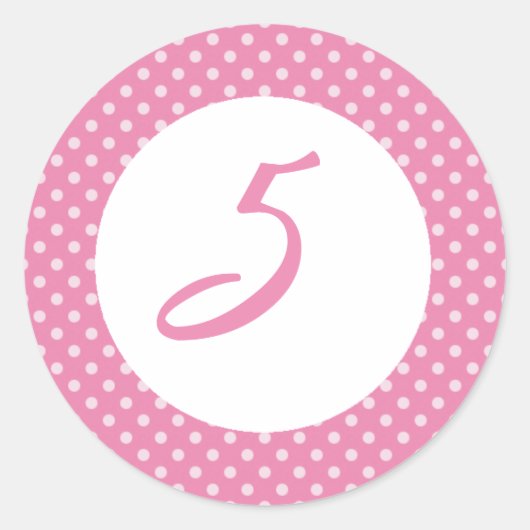 Pink Polka dot Cupcake Topper Runder Aufkleber (Vorderseite)