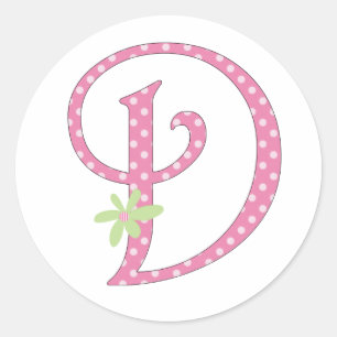 Pink Polka Dot D Runder Aufkleber