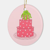 Pink Polka Dot Designer Cake Keramikornament (Links)
