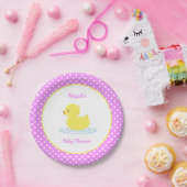 Pink Polka Dot Duck Baby Shower Papierplatte Pappteller (Party)