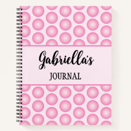 Pink Polka Dot Elegant Script Name Spiral Notebook Notizblock