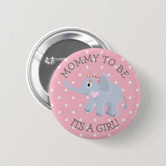 Pink Polka Dot Elephant Das Girl Baby Duschbad But Button (Vorne & Hinten)