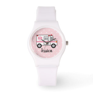 Pink Polka Dot EMT Paramedic Beobachte sie Armbanduhr