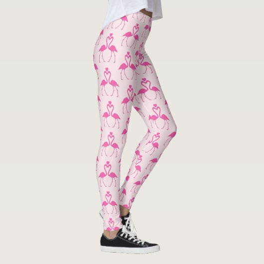 Pink Polka Dot Flamingo Valentine's Day Leggings (Rechts)