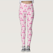 Pink Polka Dot Flamingo Valentine's Day Leggings (Vorderseite)