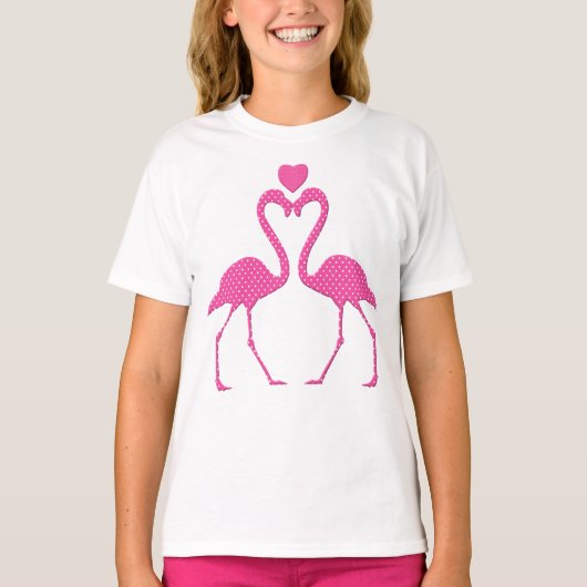 Pink Polka Dot Flamingo Valentinstag Shirt (Vorderseite)