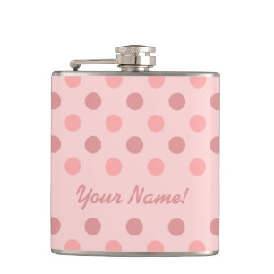 Pink Polka Dot Flask mit Ihrem Namen Flachmann
