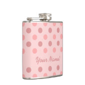 Pink Polka Dot Flask mit Ihrem Namen Flachmann (Rechts)