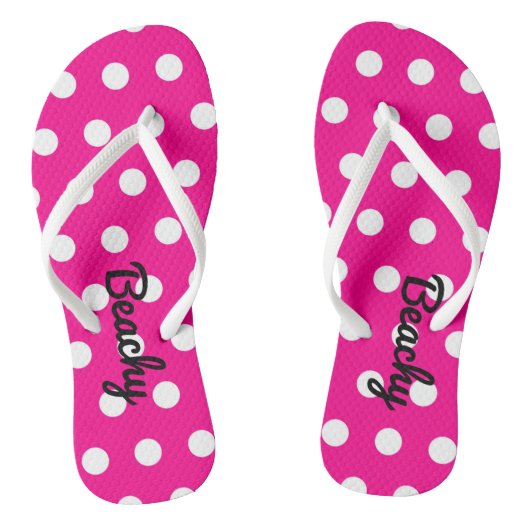 Pink-Polka-Dot-Flip-Flops Badesandalen (Fußbett)